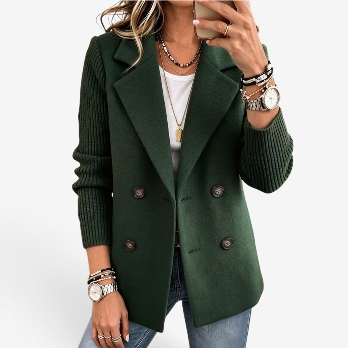 Claudine™ Dobbeltspent strikket blazer