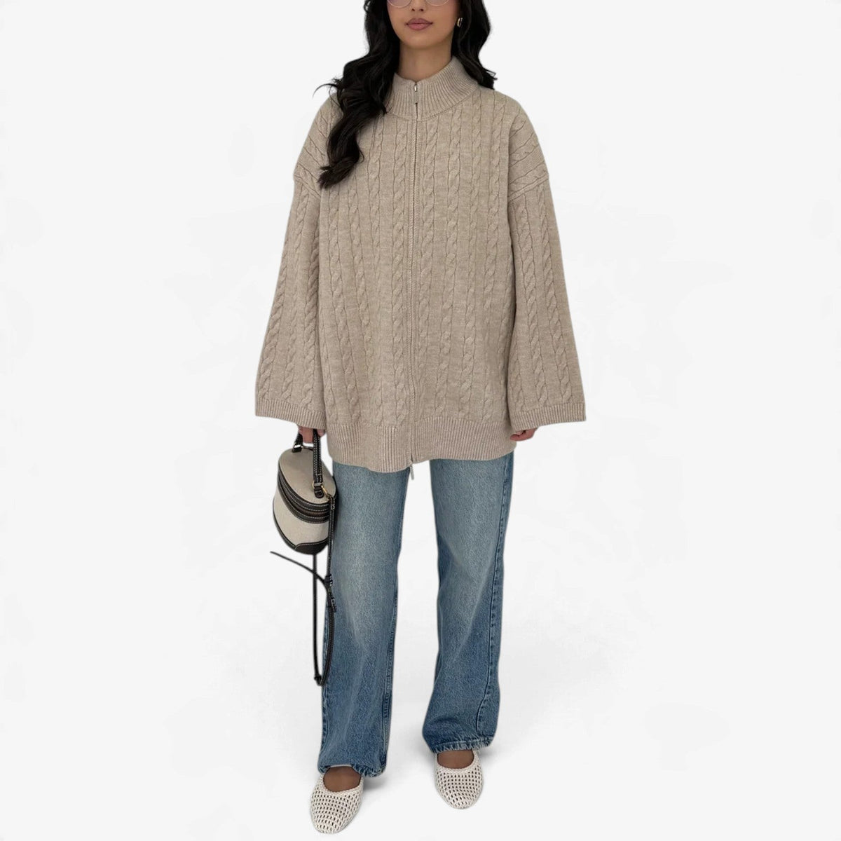 Maelle™ Grovstrikket Zip-Cardigan