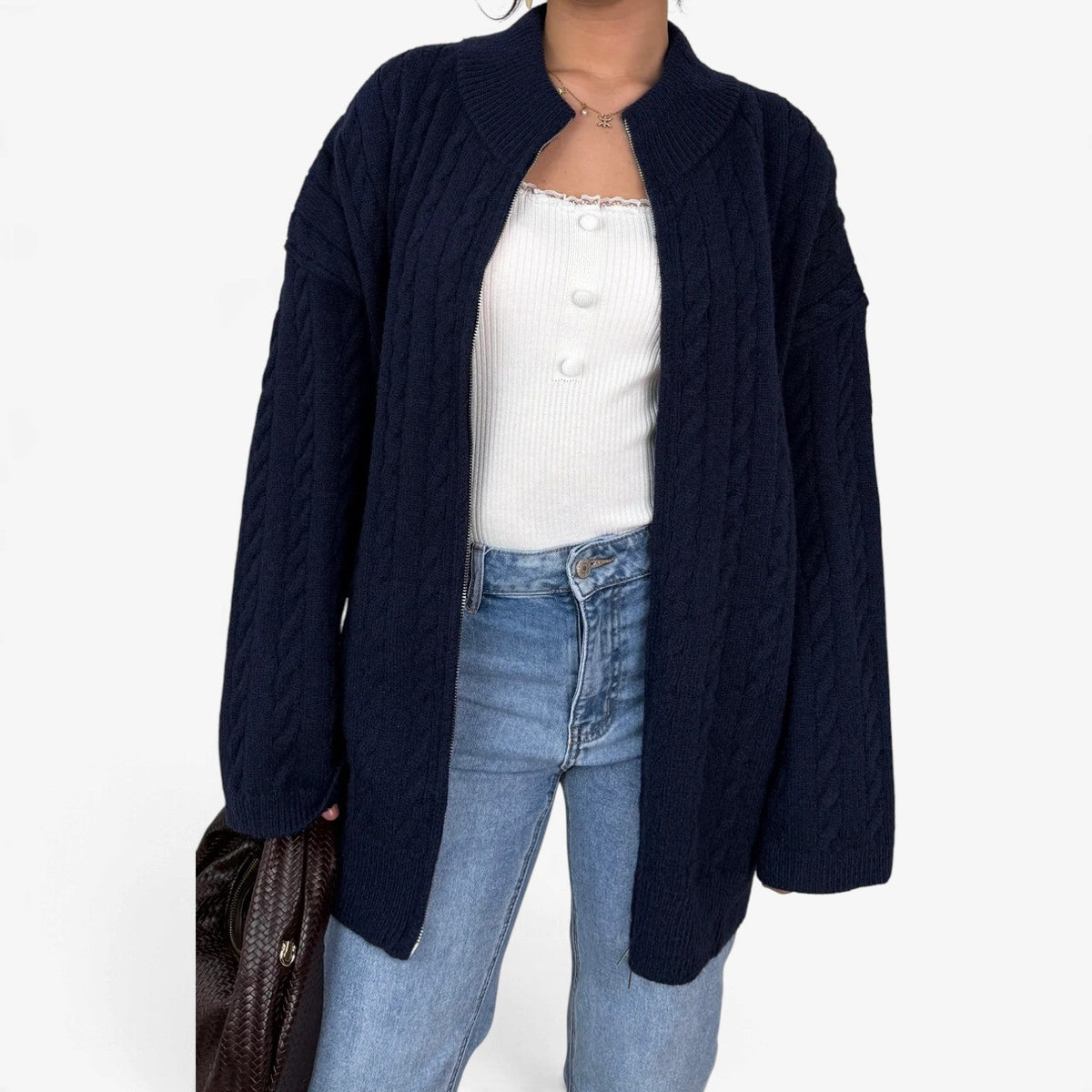 Maelle™ Grovstrikket Zip-Cardigan