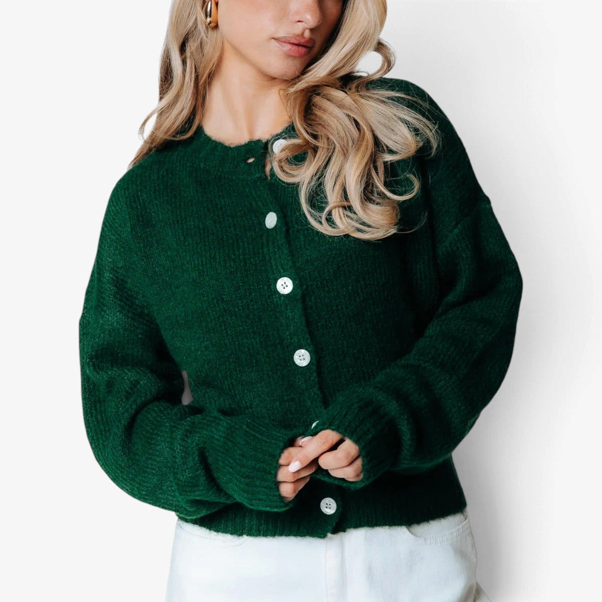 Mireille™ Kort Cardigan med Knapper foran