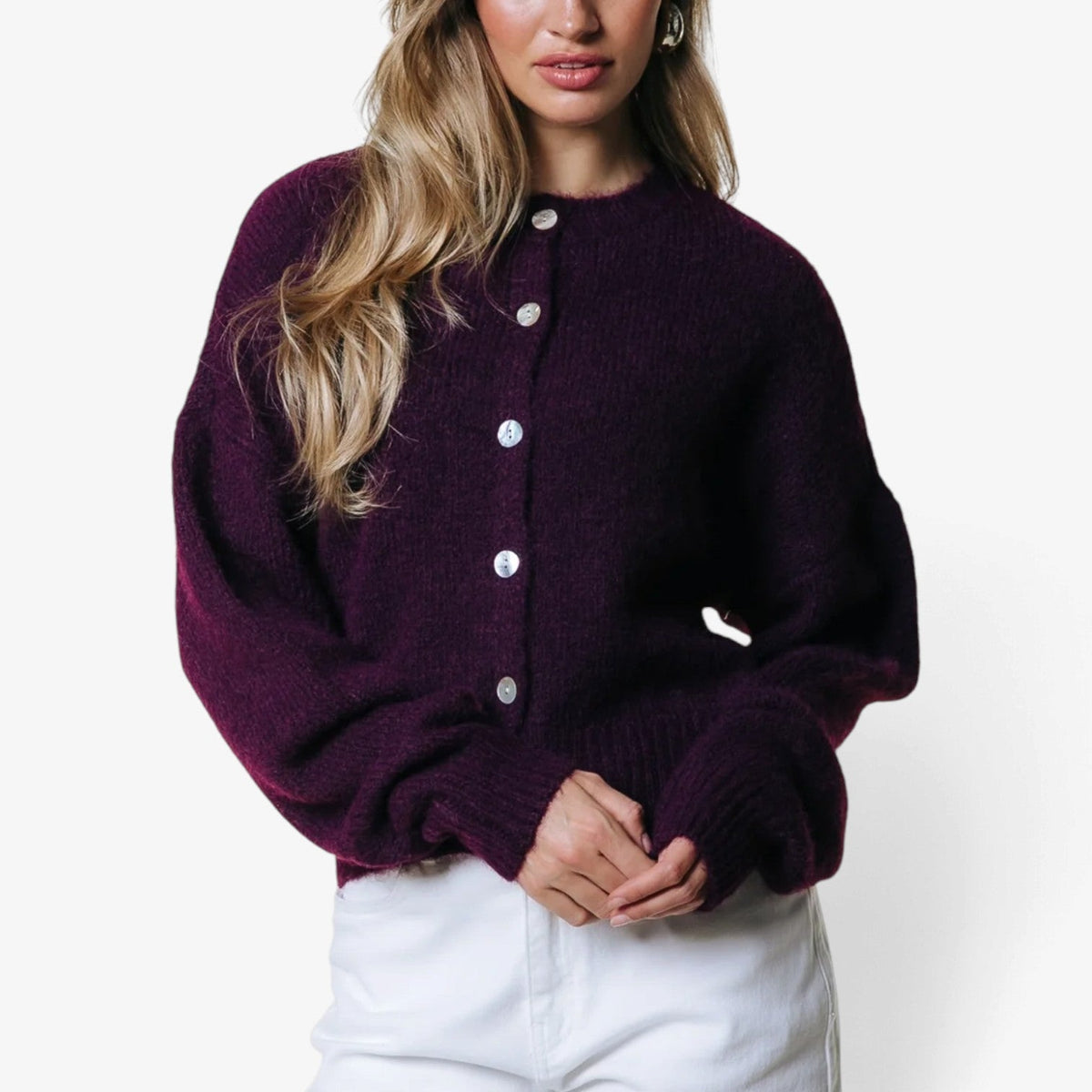 Mireille™ Kort Cardigan med Knapper foran