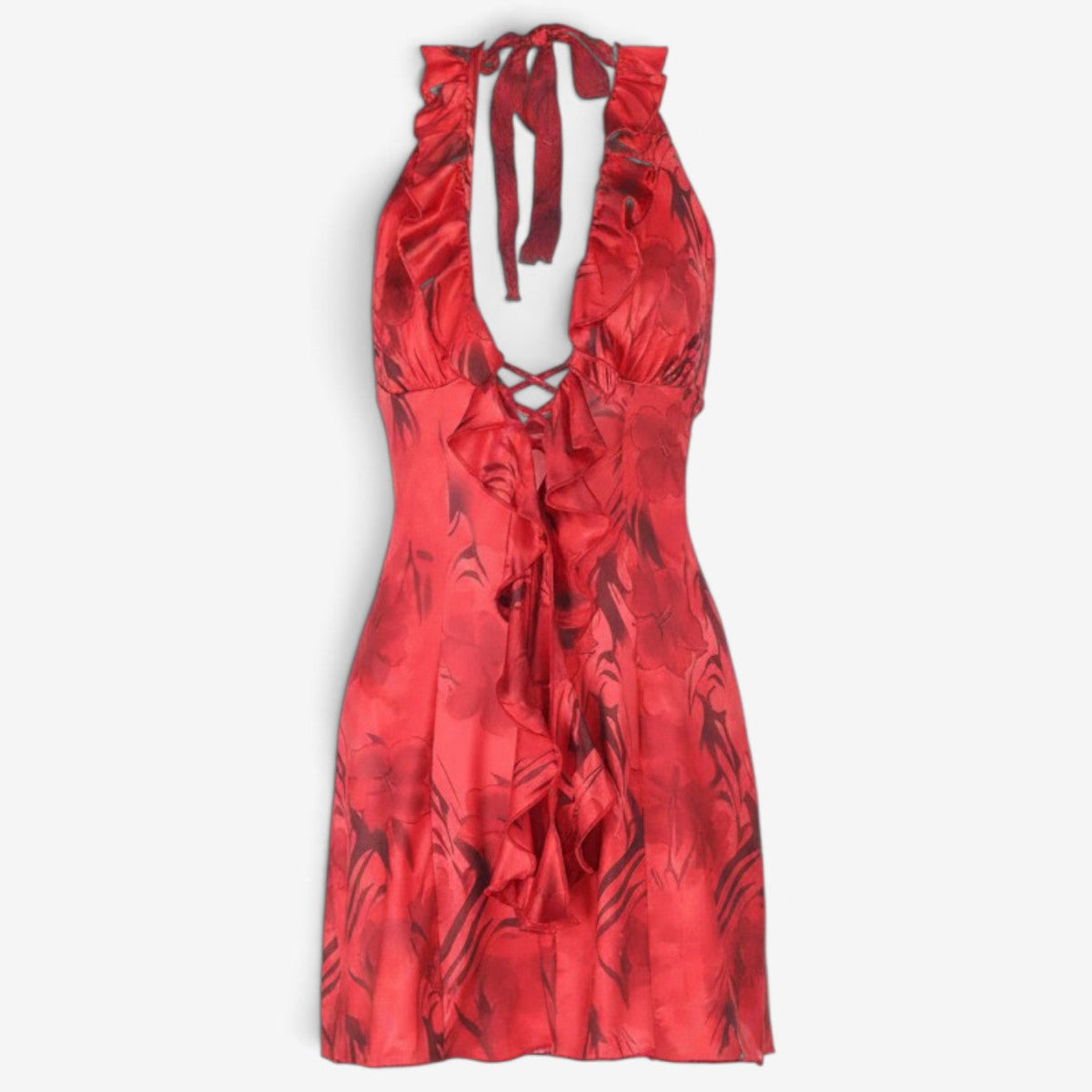 Glenda™ Rufsete halter-midikjole