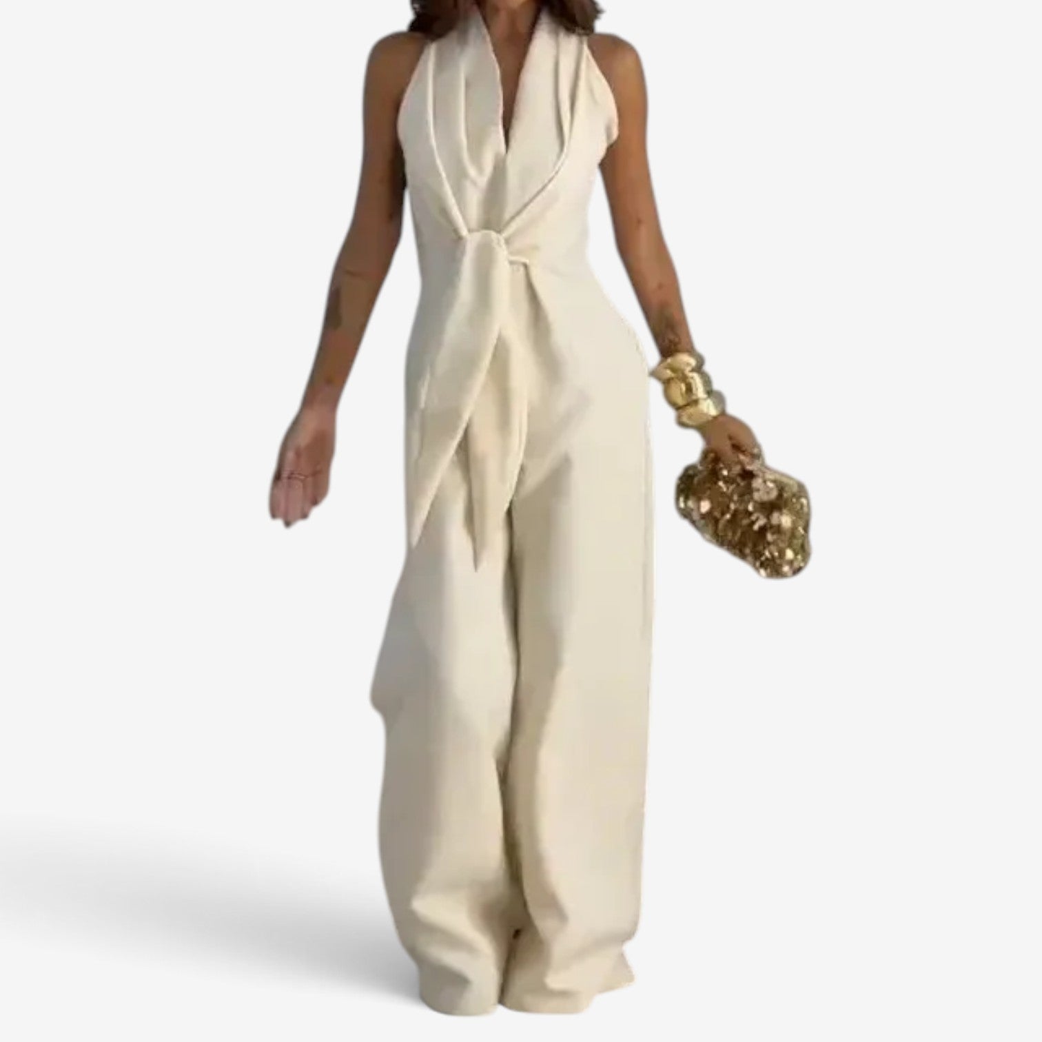 Krystal™ Halter-jumpsuit med vide ben
