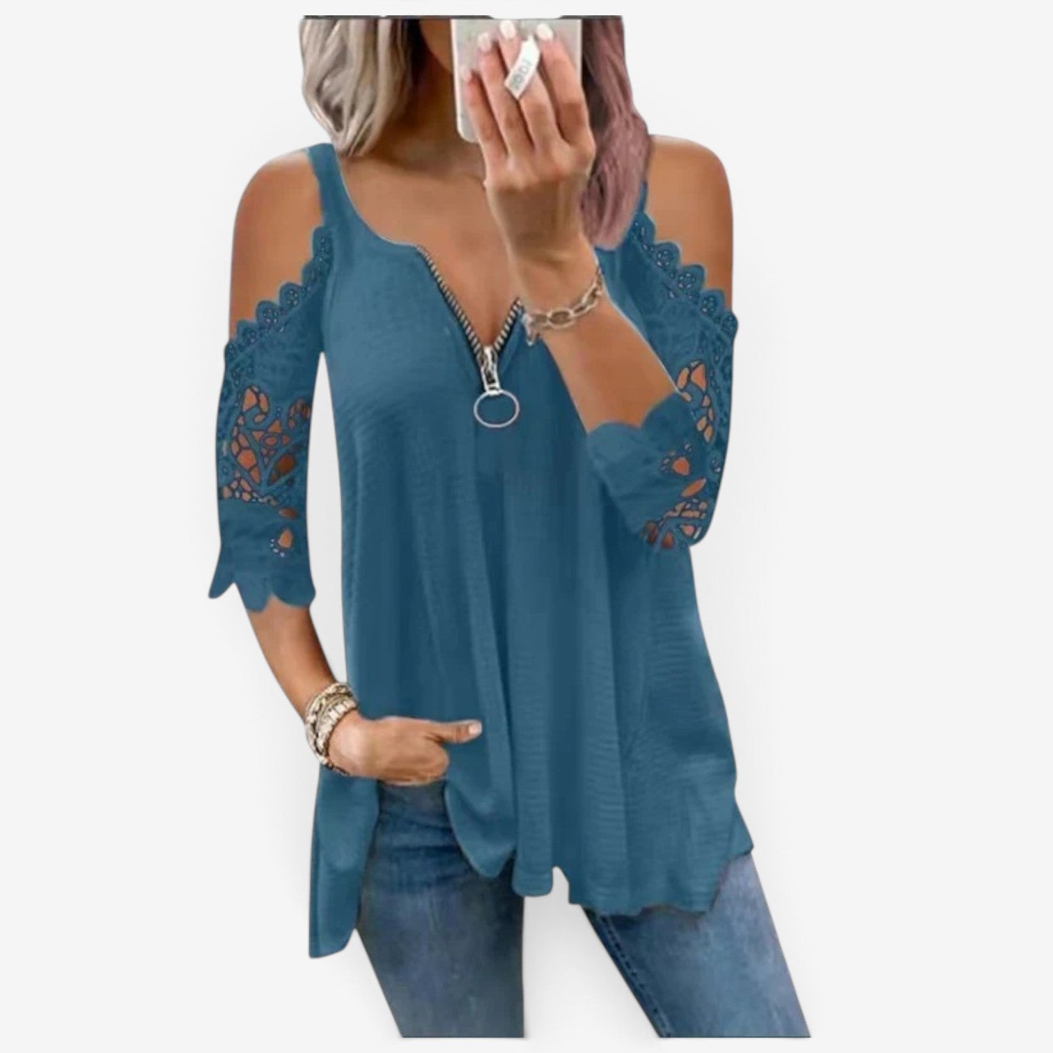 Deliah™ Bluse med blonderermer
