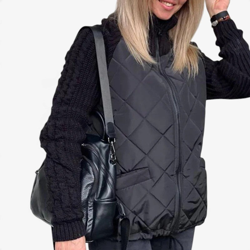 Brielle™ Vattert jakke med strikkede ermer