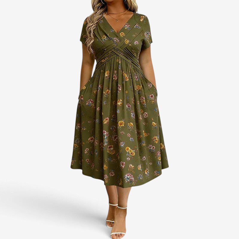 Adaline™ Blomstrete Draperte Midikjole