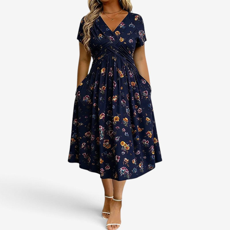 Adaline™ Blomstrete Draperte Midikjole