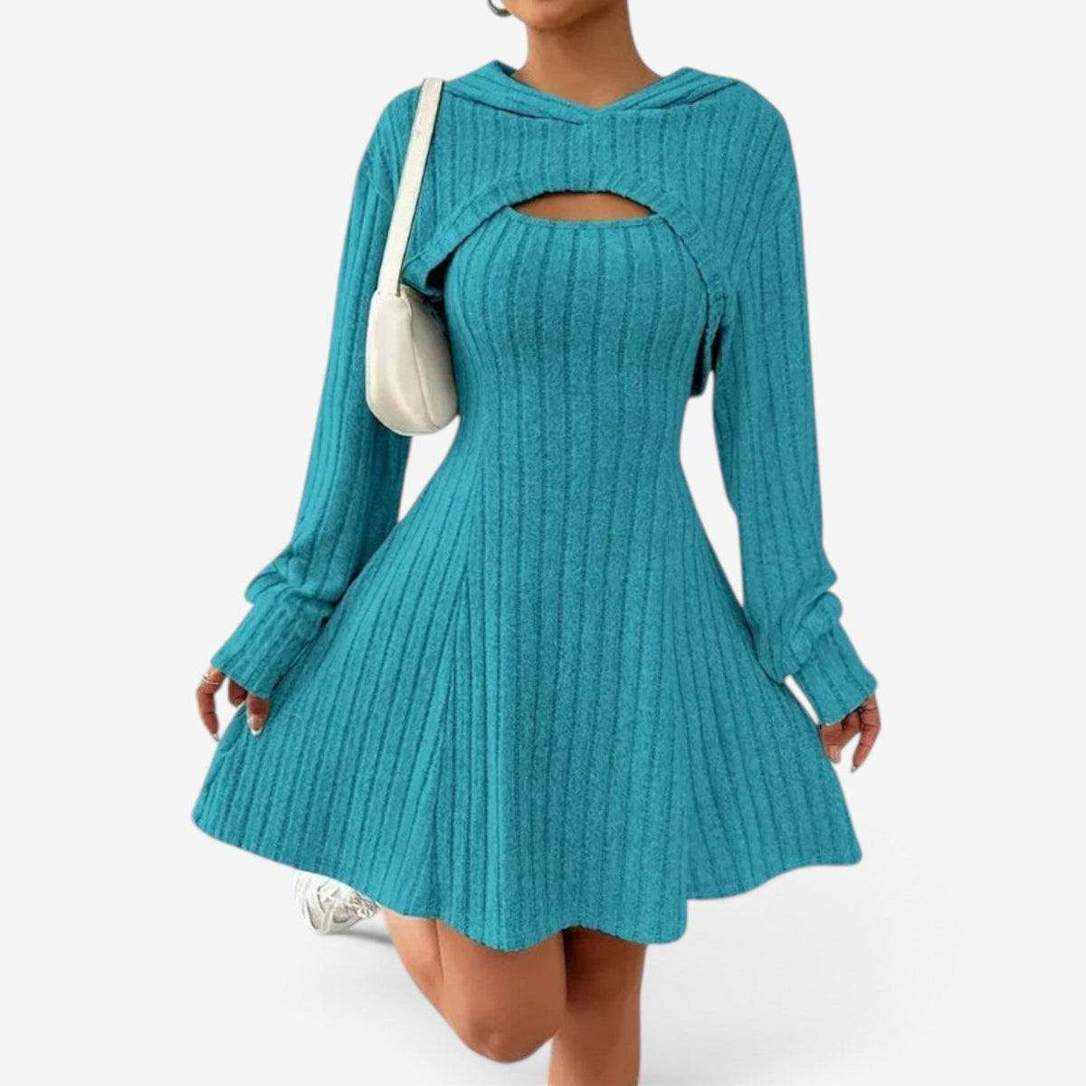 Vivian™ Ribberstrikket kjole med utskjæring