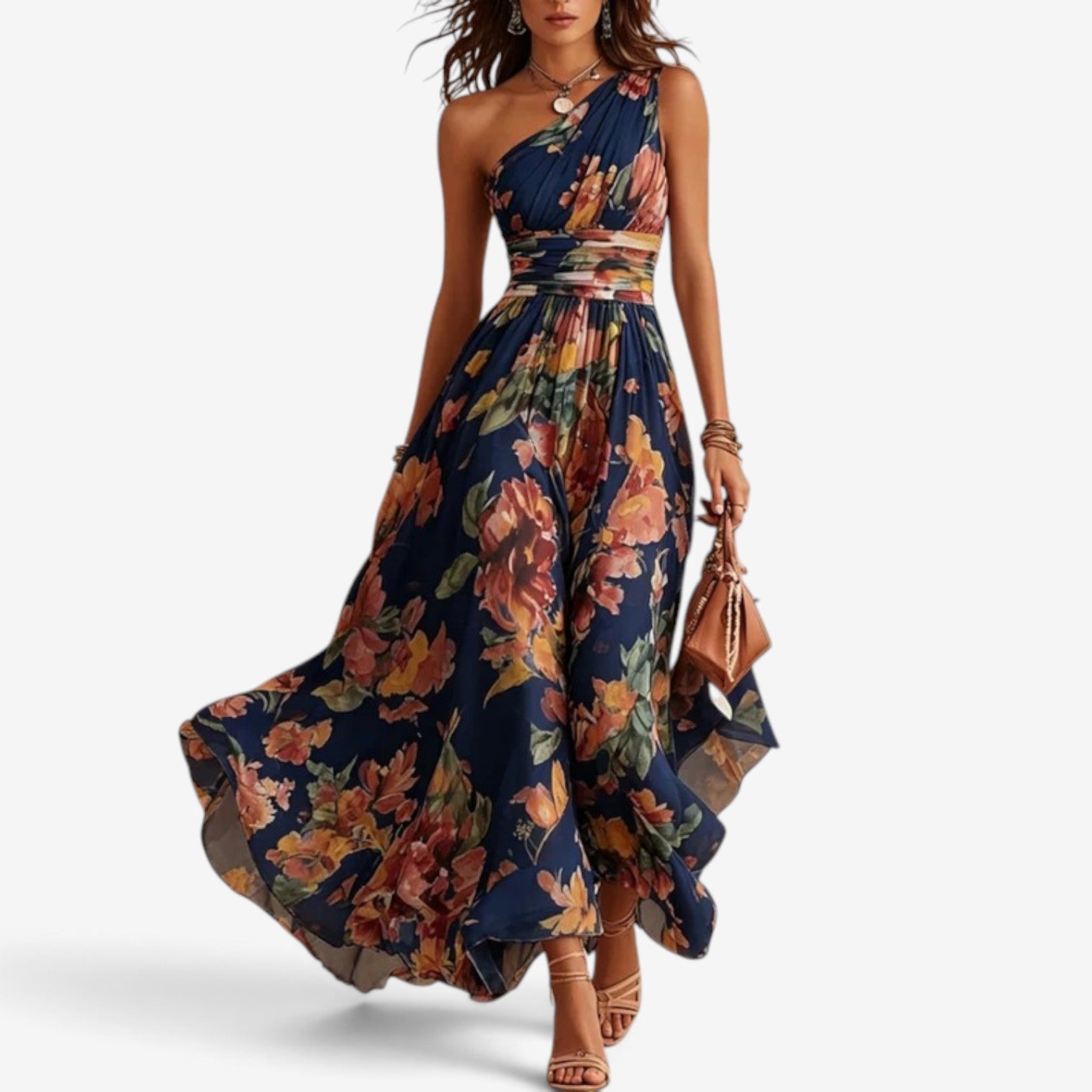 Harlene™ Blomstret chiffon maxikjole