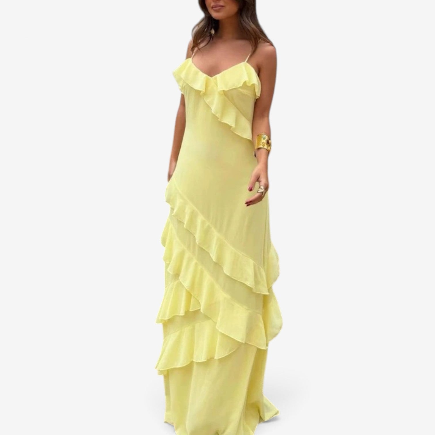 Adel™ Maxikjole i chiffon med rysjer
