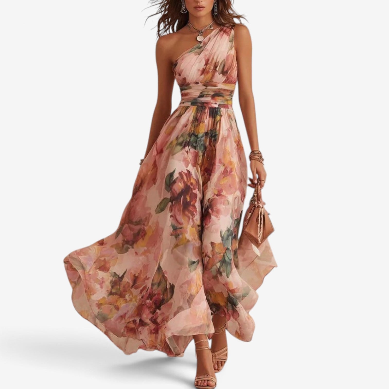 Harlene™ Blomstret chiffon maxikjole