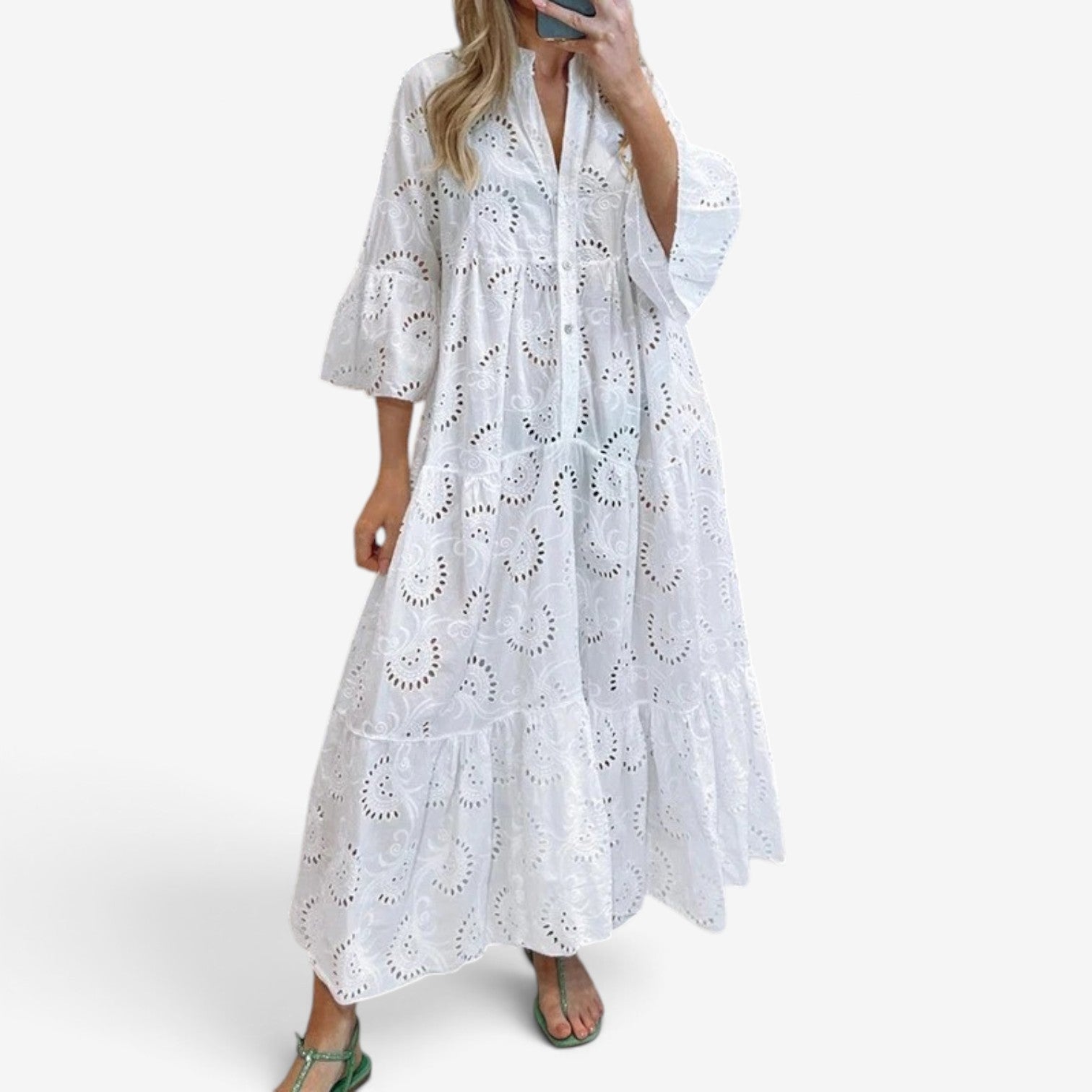 Vianne™ Maxikjole med blondedetaljer