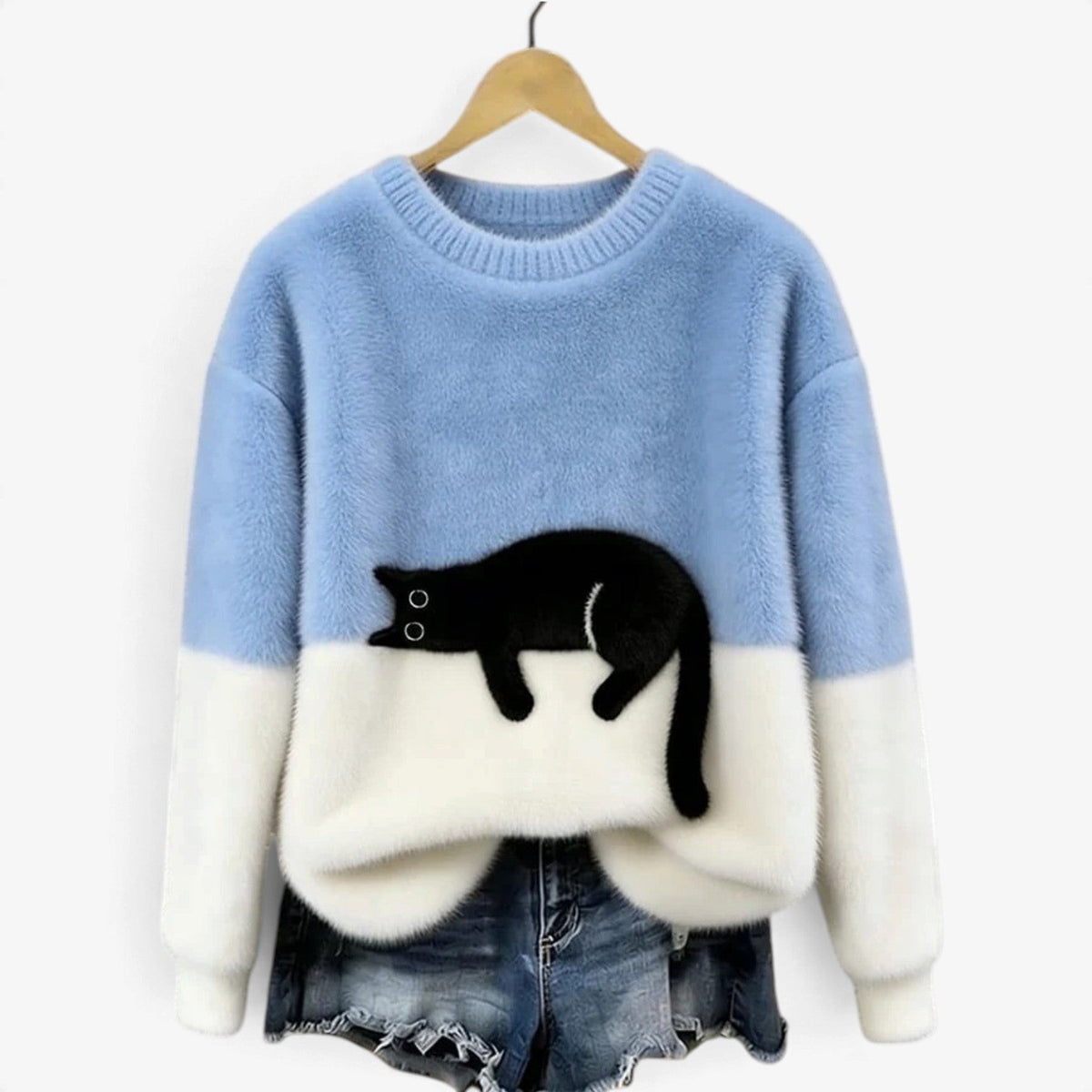 Pippa™ Myk genser med sovende katt