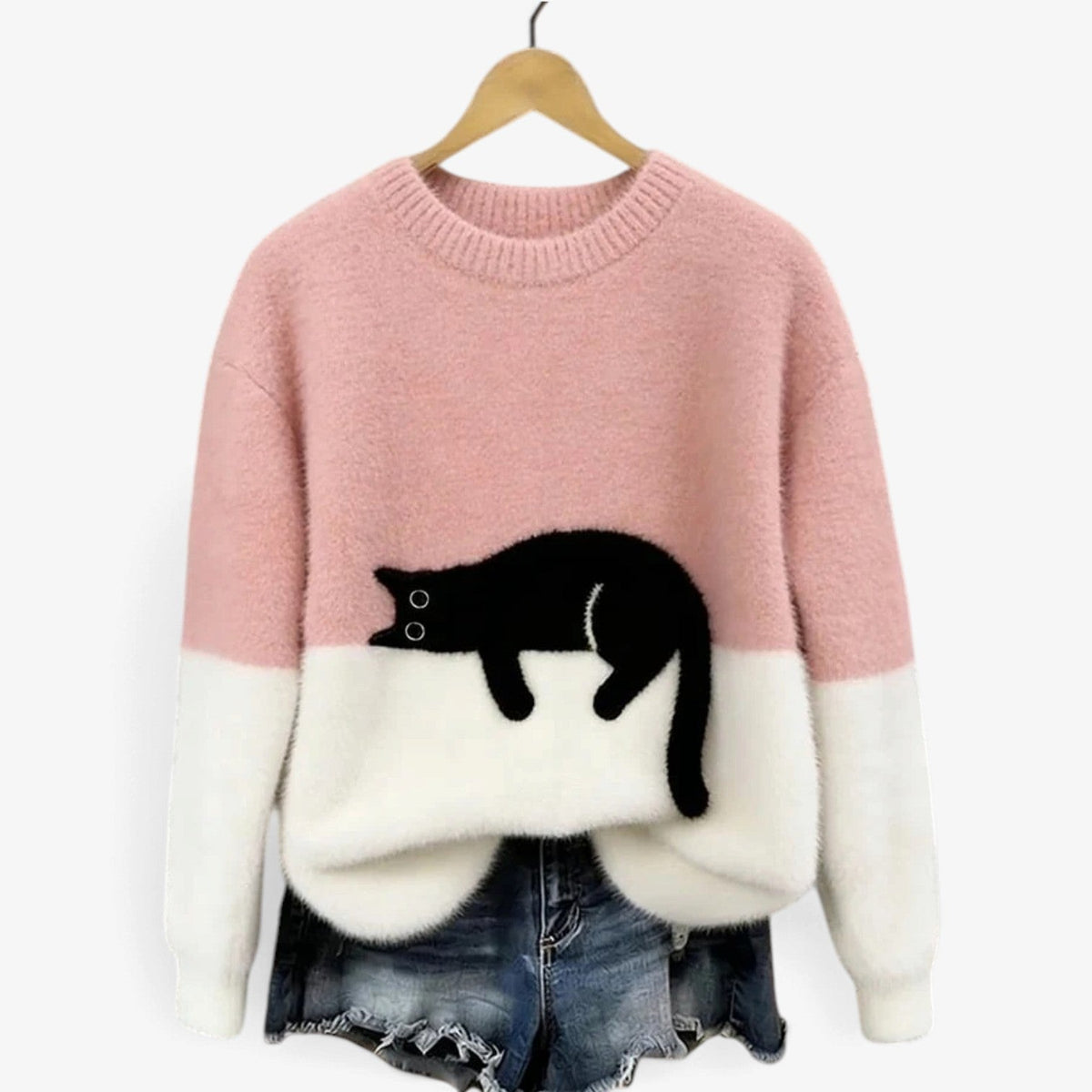 Pippa™ Myk genser med sovende katt