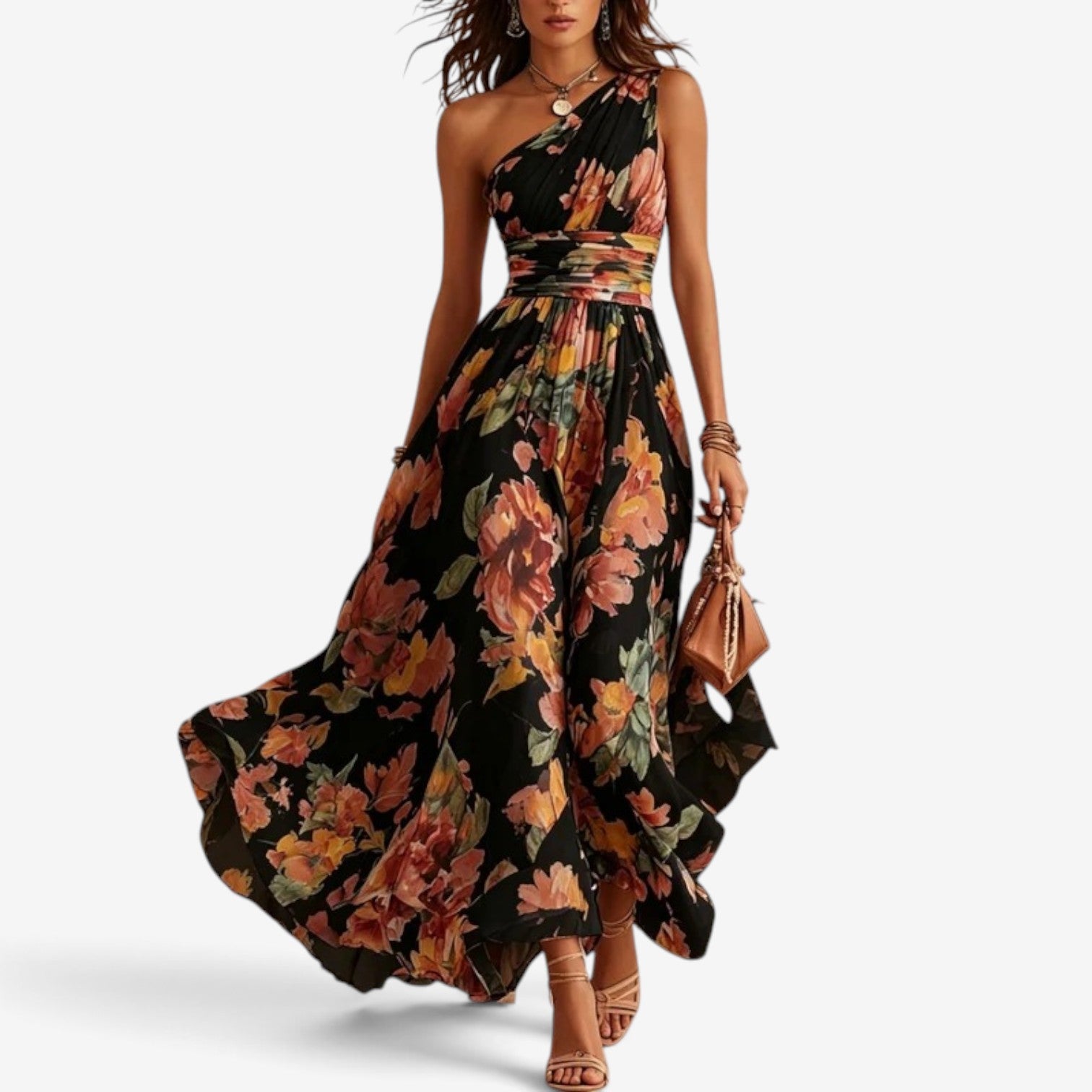 Harlene™ Blomstret chiffon maxikjole