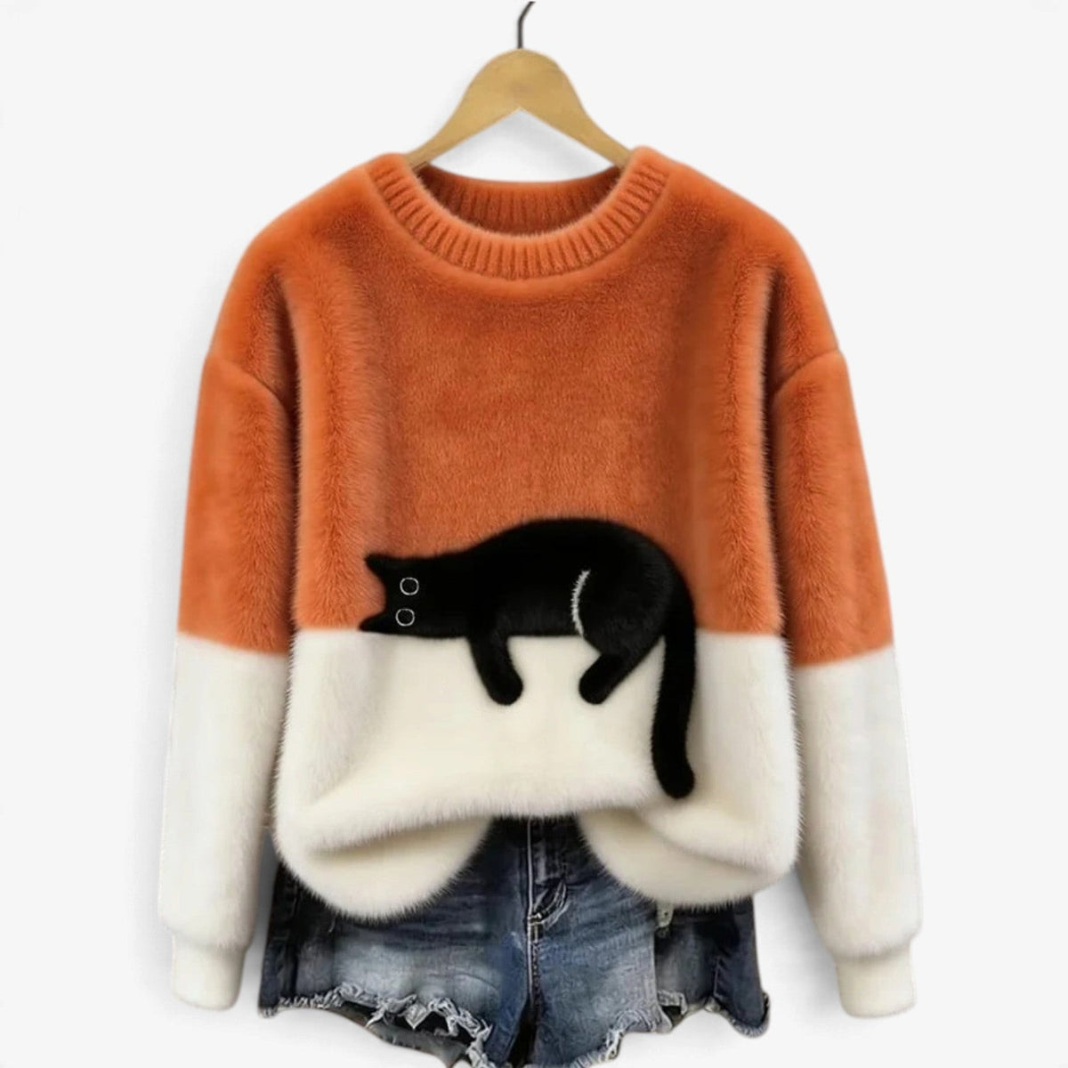 Pippa™ Myk genser med sovende katt