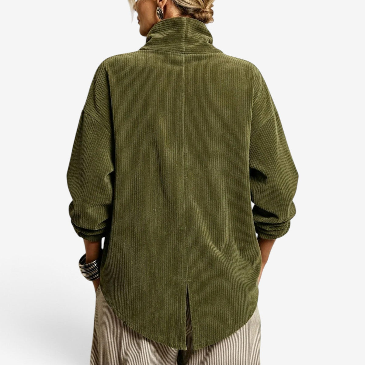 Simone™ Ribbed asymmetrisk knappejakke