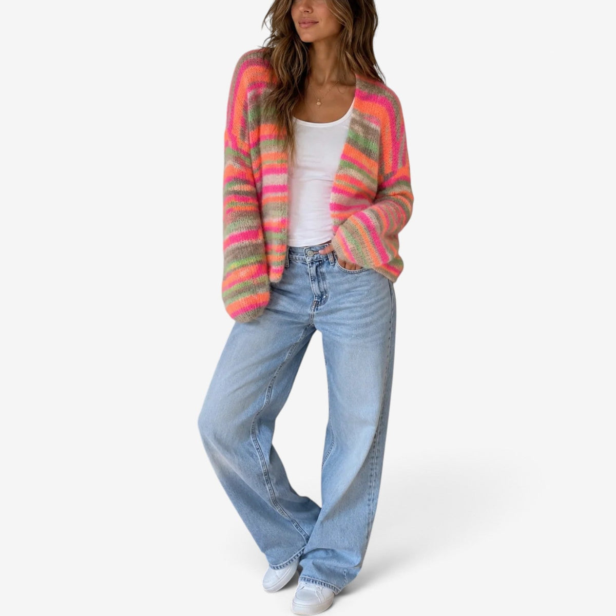 Coralie™ Flerfarget Stripet Cardigan