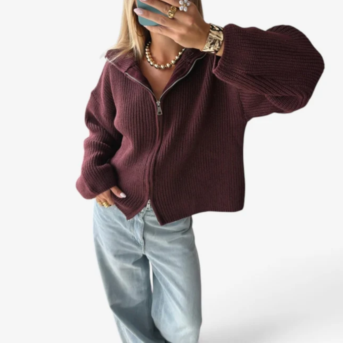 Valerie™ Kort Cardigan med Glidelås