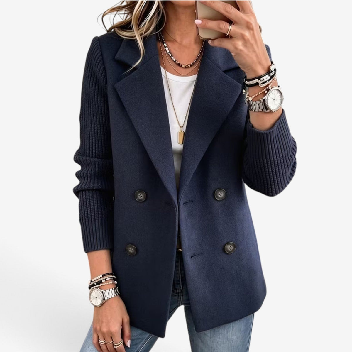 Claudine™ Dobbeltspent strikket blazer