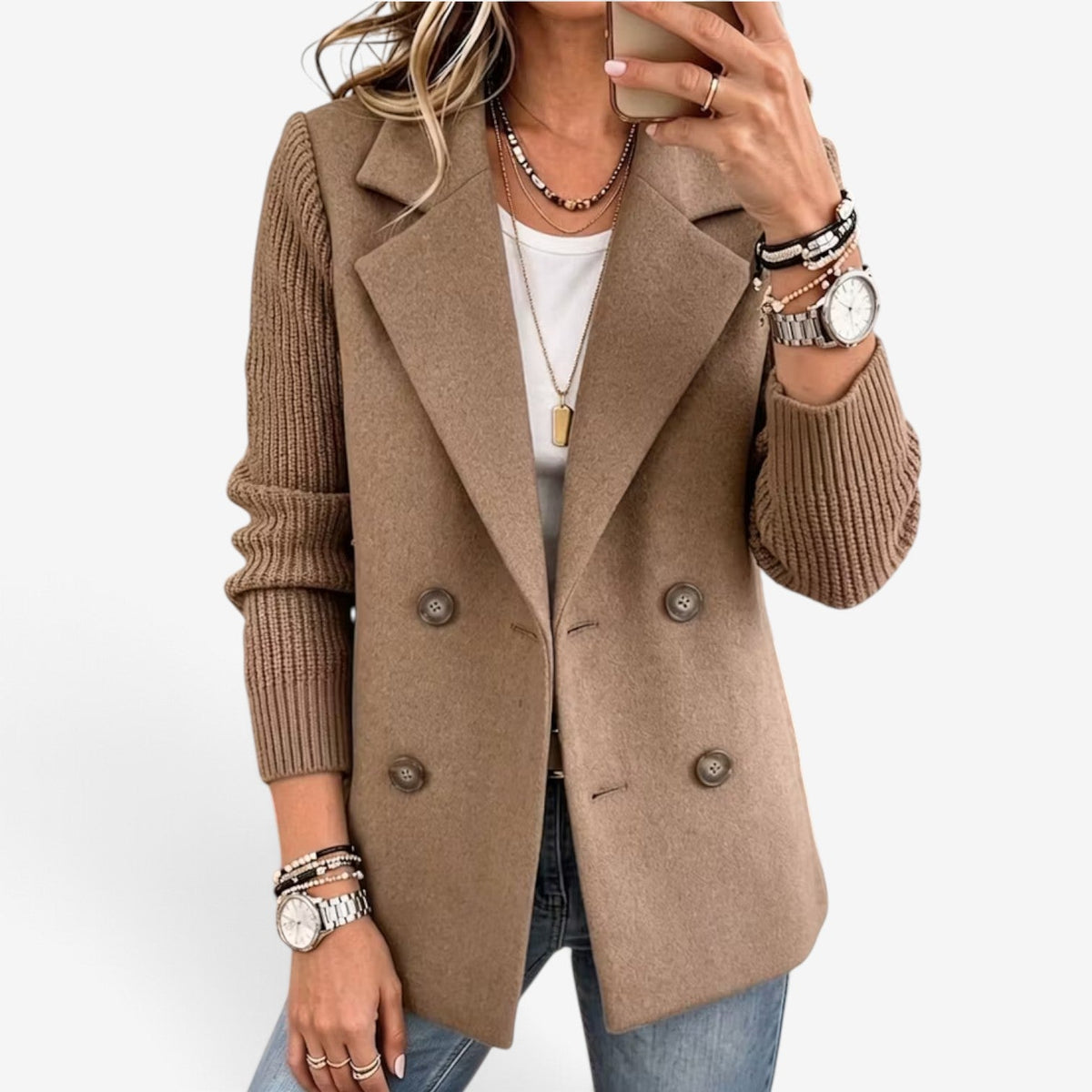 Claudine™ Dobbeltspent strikket blazer