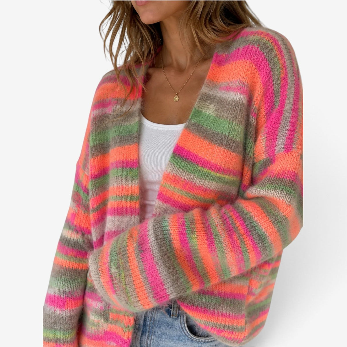 Coralie™ Flerfarget Stripet Cardigan