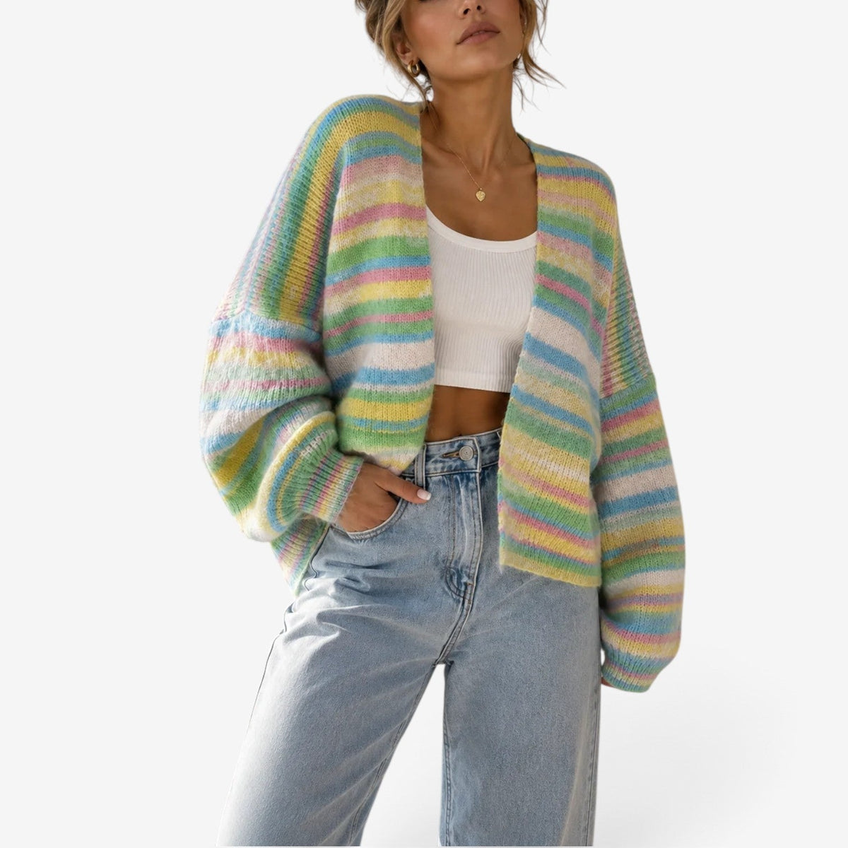 Coralie™ Flerfarget Stripet Cardigan