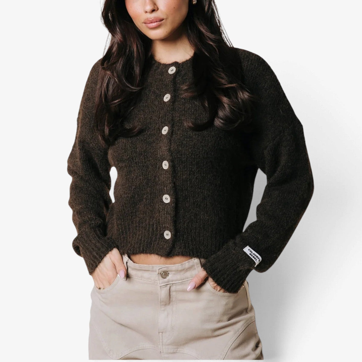 Mireille™ Kort Cardigan med Knapper foran