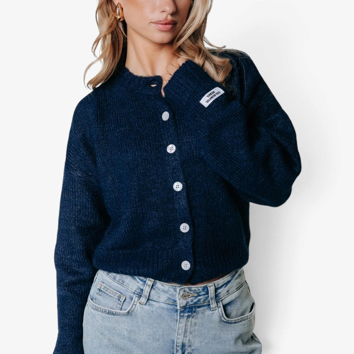 Mireille™ Kort Cardigan med Knapper foran