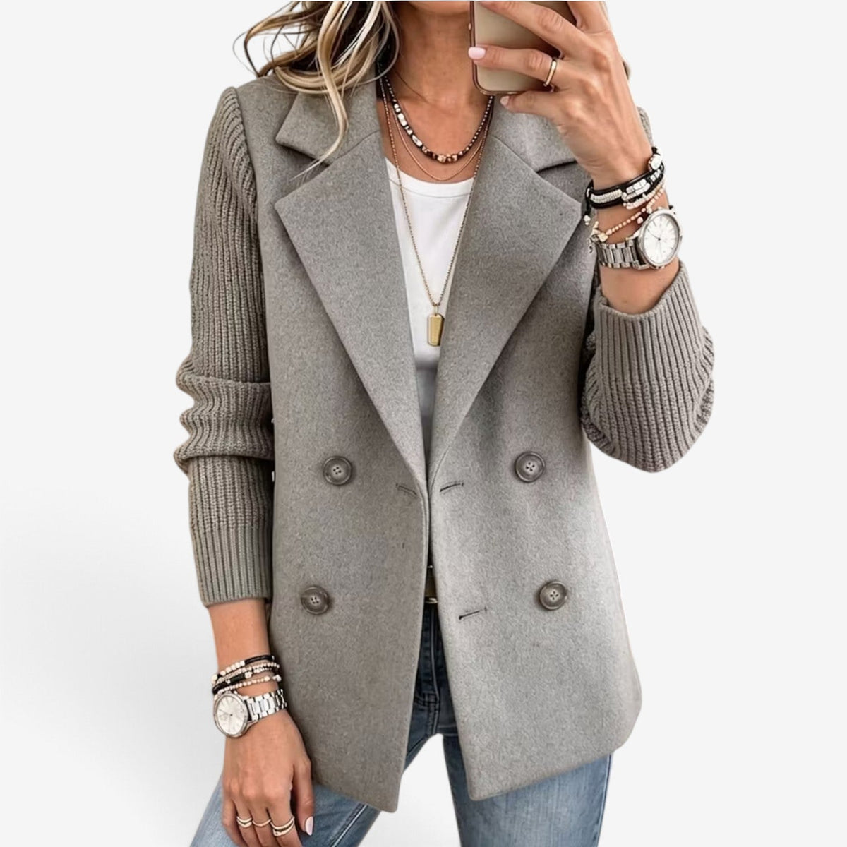 Claudine™ Dobbeltspent strikket blazer