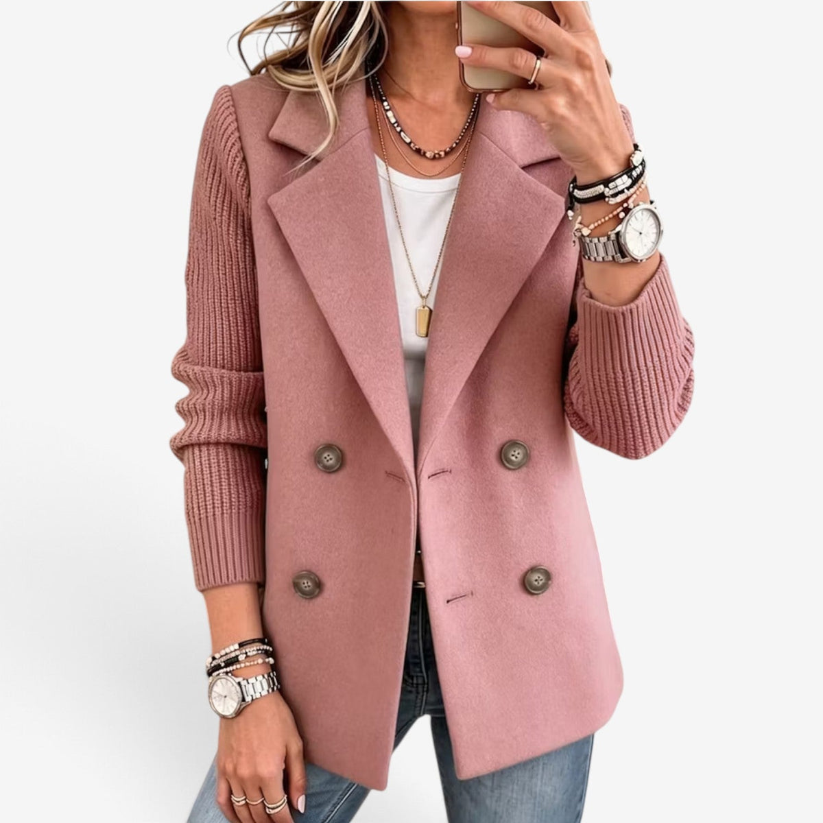 Claudine™ Dobbeltspent strikket blazer