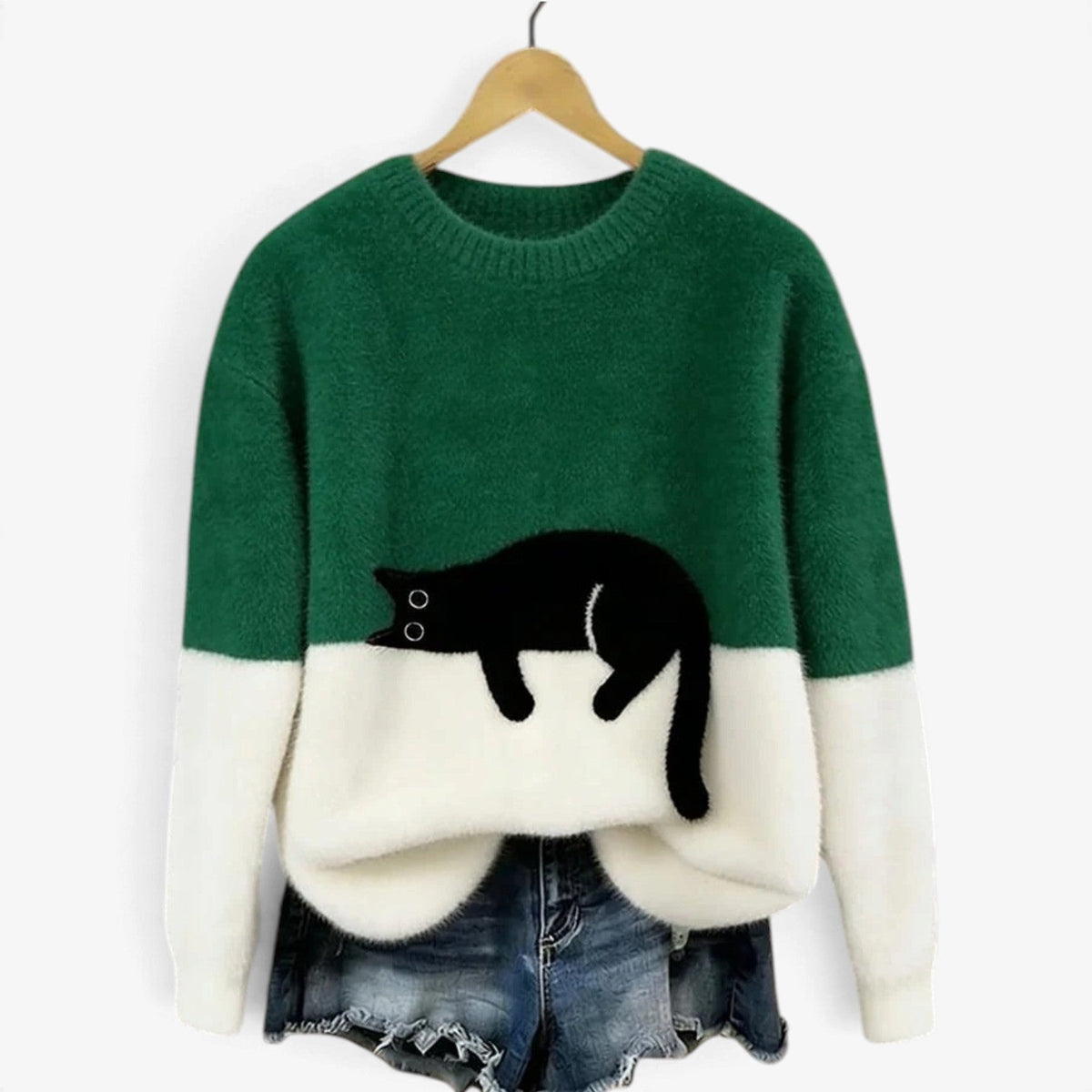 Pippa™ Myk genser med sovende katt