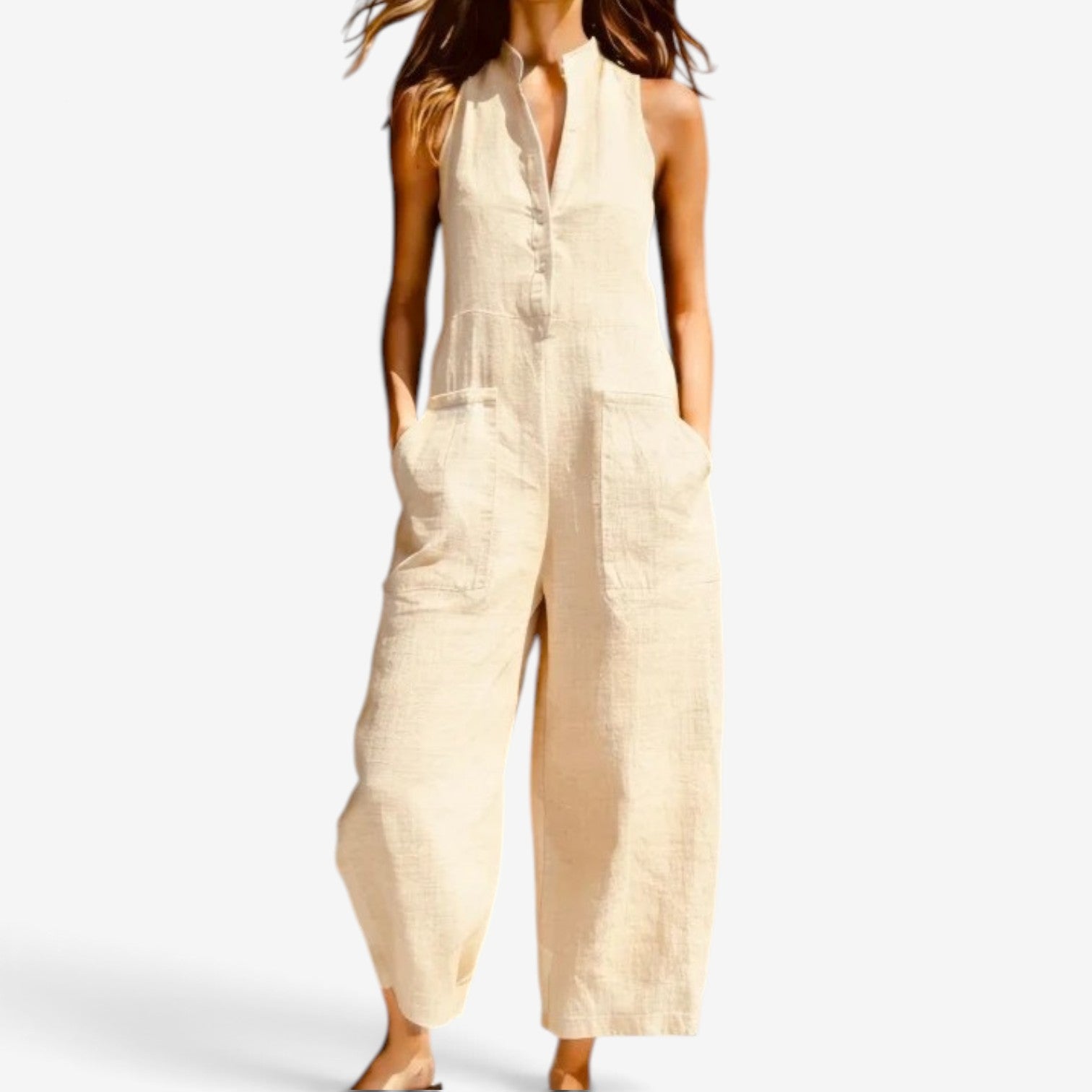 Georgia™ Ermeløs jumpsuit med vide ben