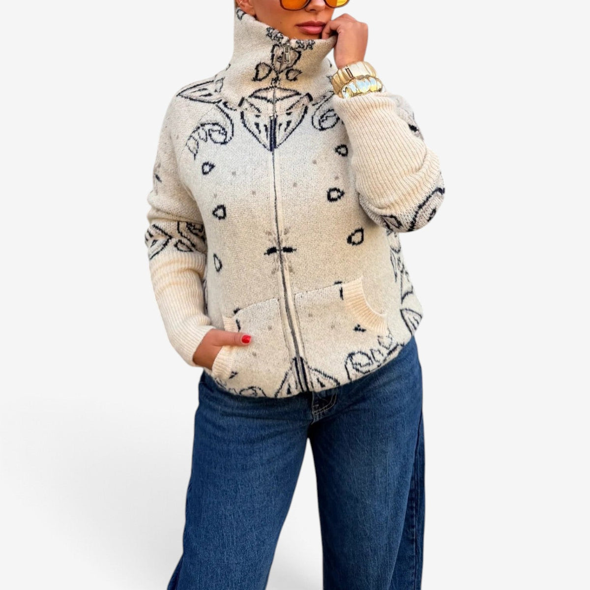 Ariane™ Brodert Zip-Genser