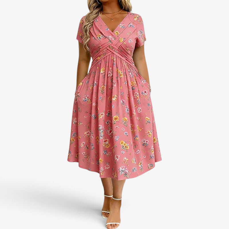 Adaline™ Blomstrete Draperte Midikjole