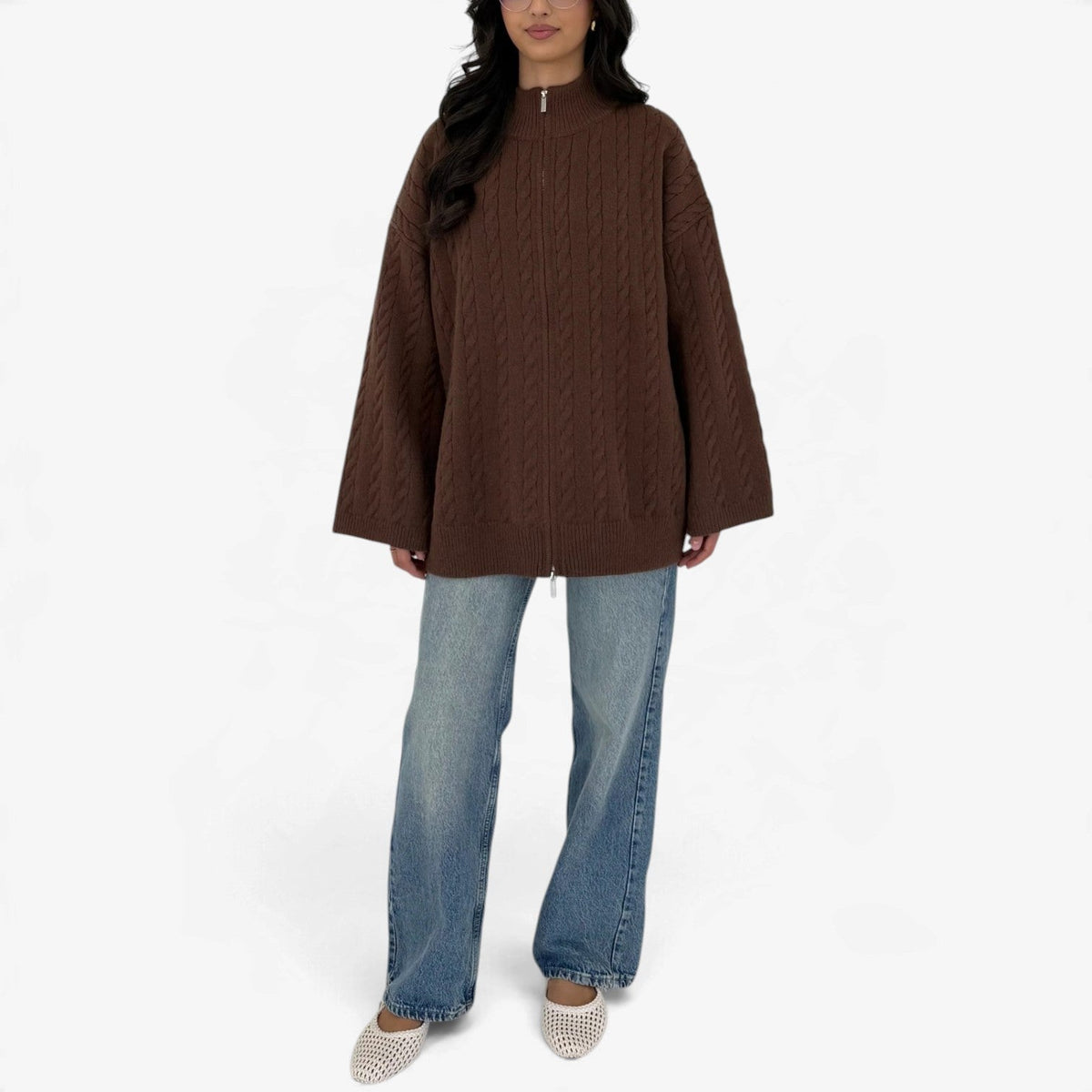 Maelle™ Grovstrikket Zip-Cardigan
