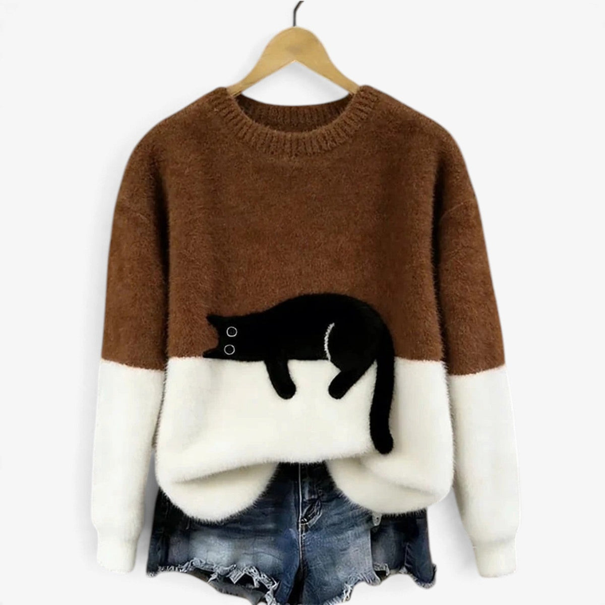 Pippa™ Myk genser med sovende katt