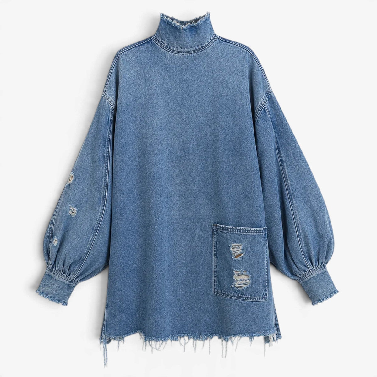 Evelyne™ Oversized Distressed Denimkjole
