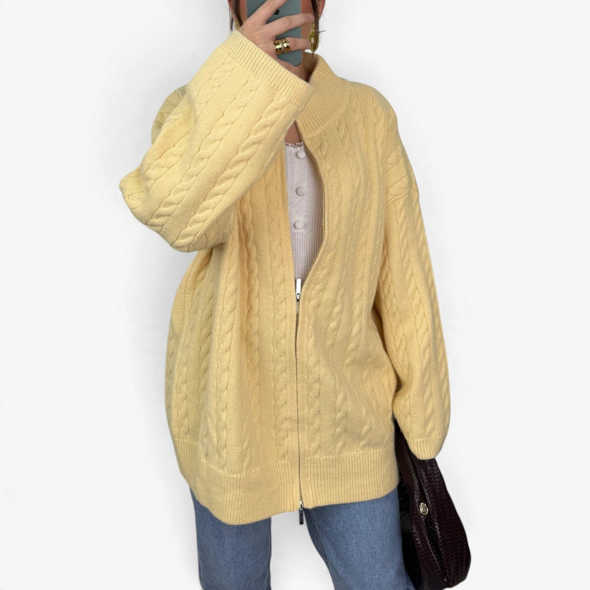 Maelle™ Grovstrikket Zip-Cardigan