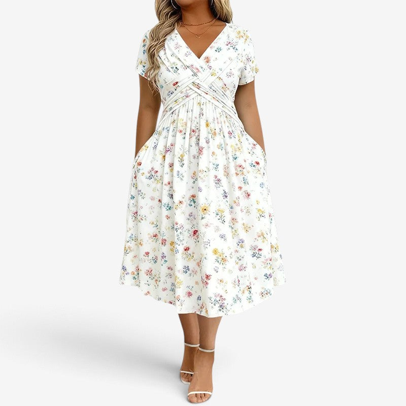 Adaline™ Blomstrete Draperte Midikjole