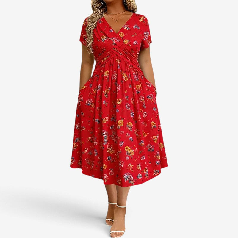 Adaline™ Blomstrete Draperte Midikjole