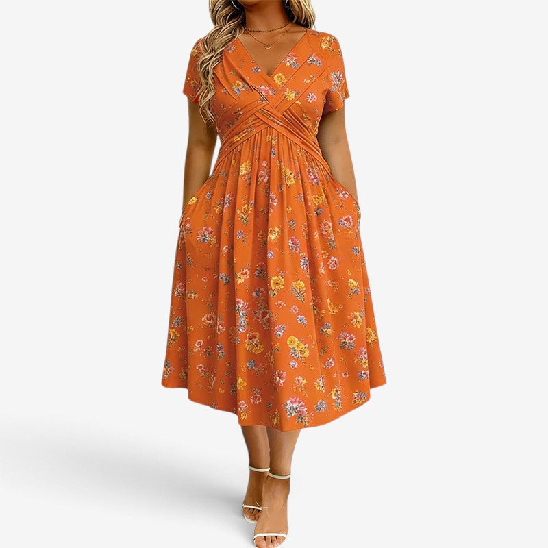Adaline™ Blomstrete Draperte Midikjole