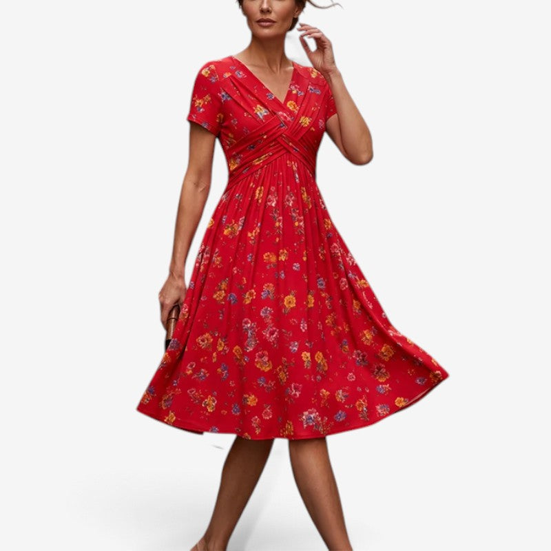Adaline™ Blomstrete Draperte Midikjole