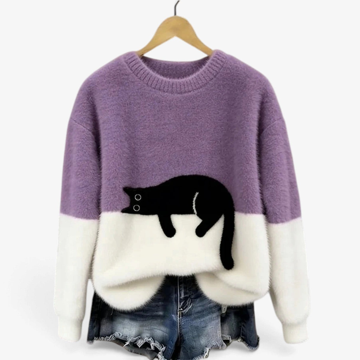 Pippa™ Myk genser med sovende katt