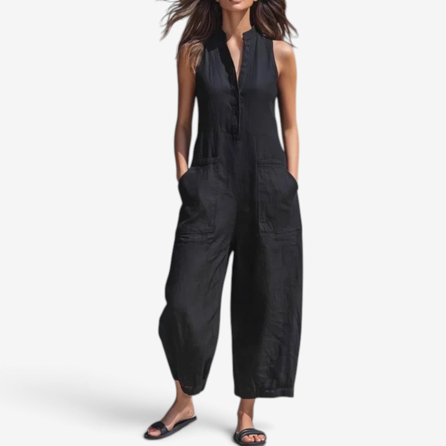 Georgia™ Ermeløs jumpsuit med vide ben