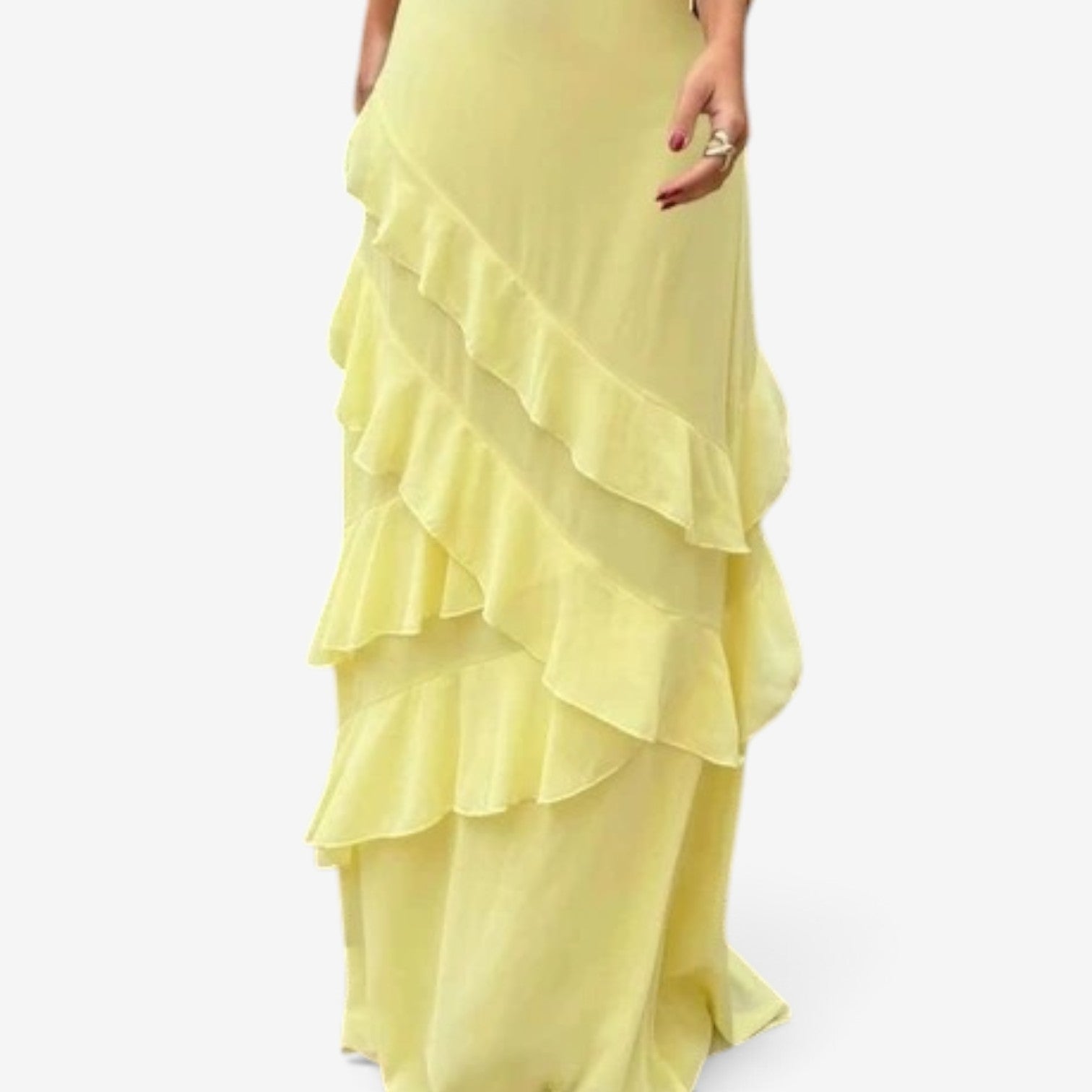Adel™ Maxikjole i chiffon med rysjer
