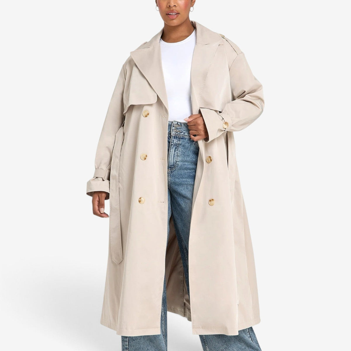 Rosemarie™ Dobbeltkneppet Beltet Trenchkåpe