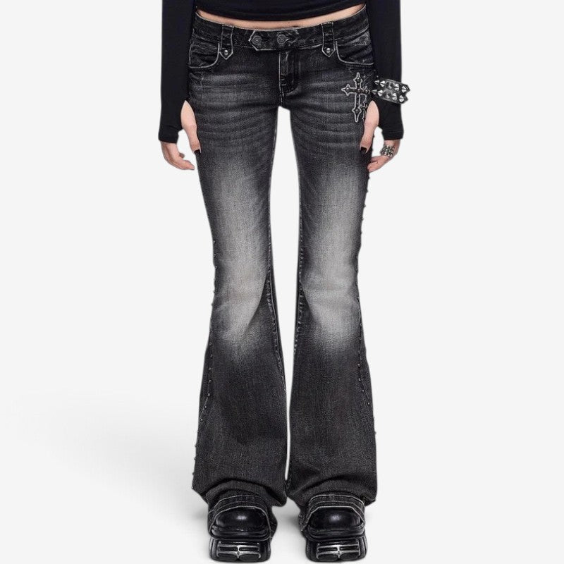 Antonette™ Utsvarte jeans med engelvingemotiv