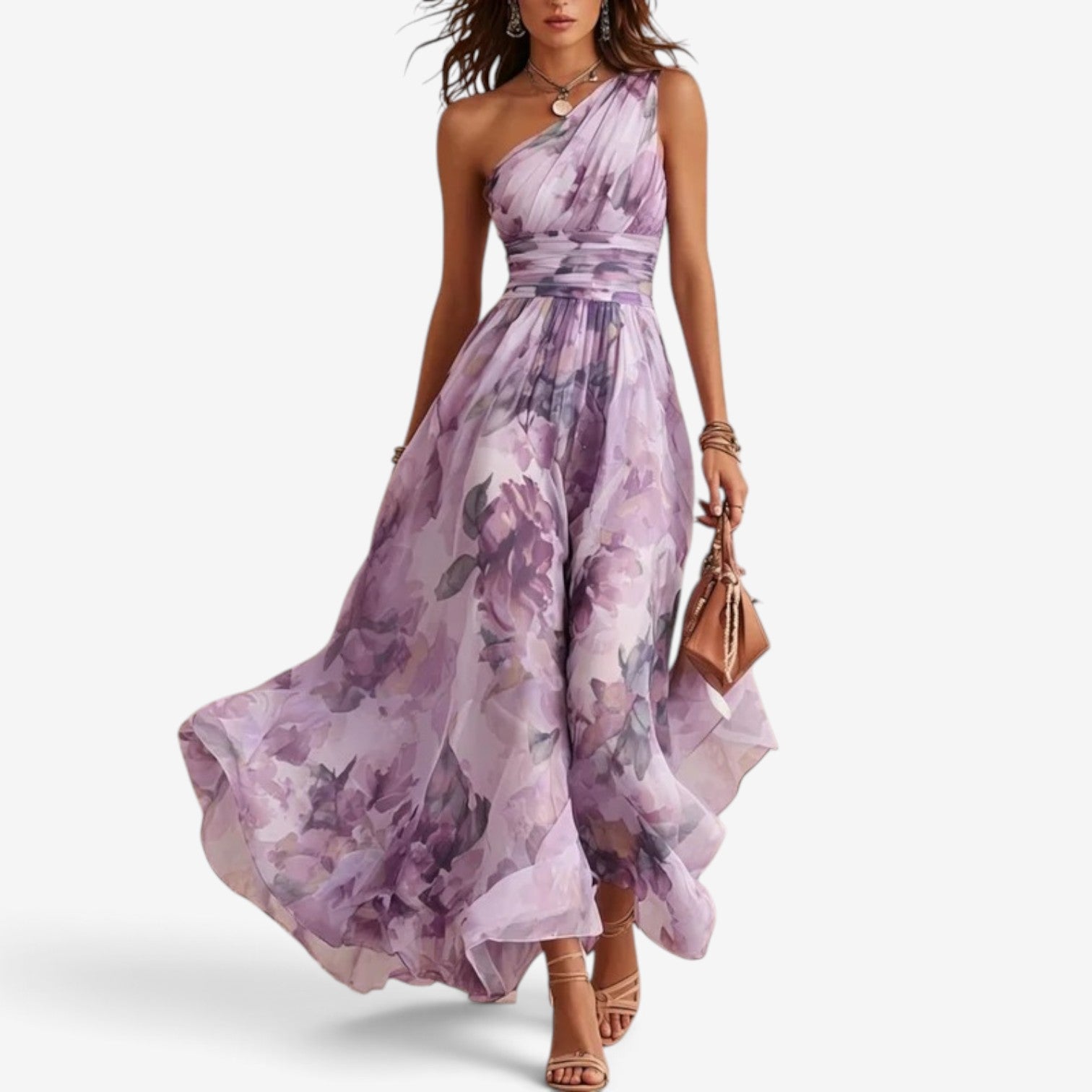 Harlene™ Blomstret chiffon maxikjole