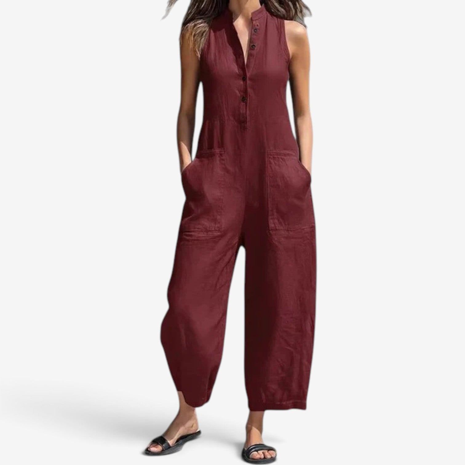 Georgia™ Ermeløs jumpsuit med vide ben